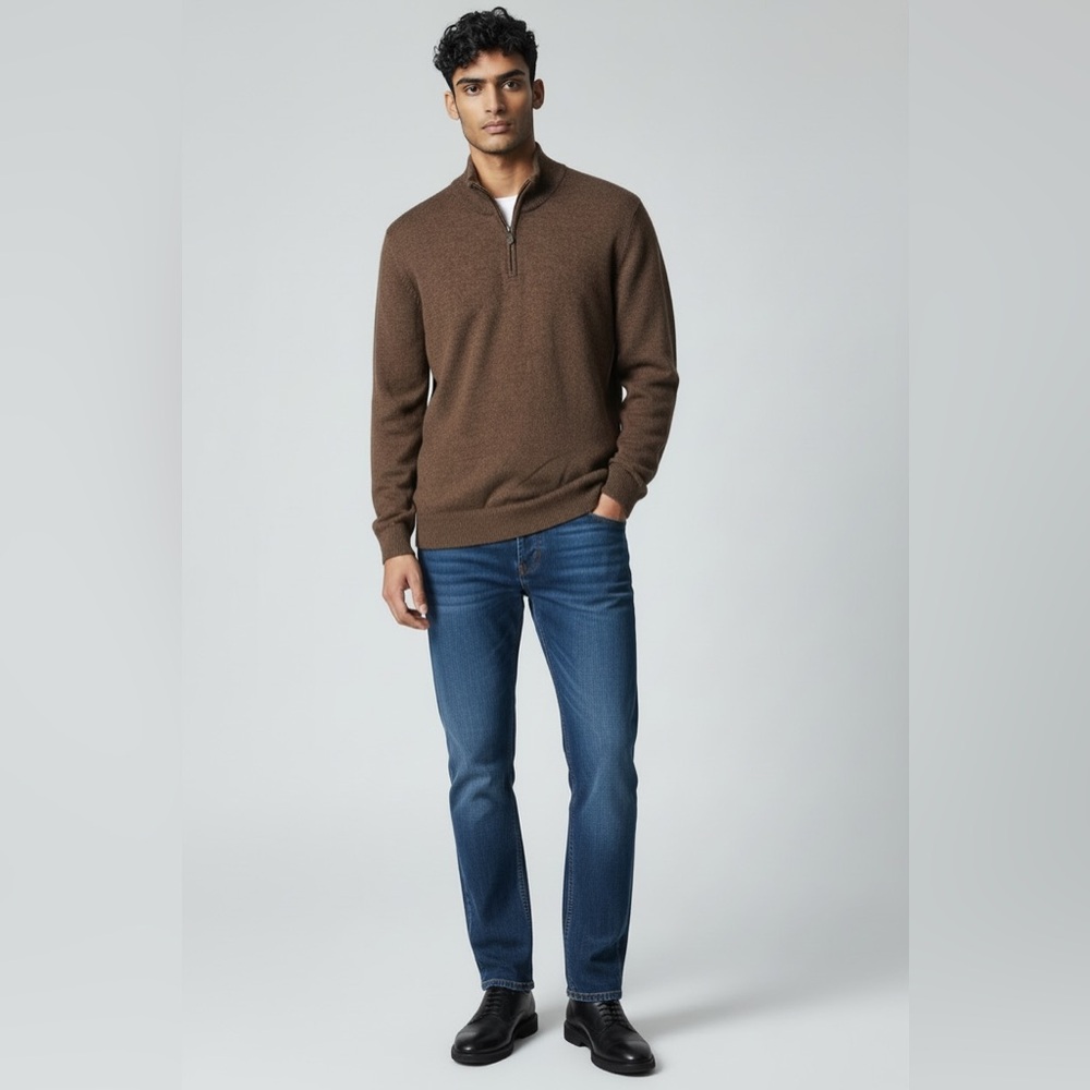 Brooks Brothers 100% Merino Wool Men’s XL 1/4 Zip Brown Classic Sweater - Picture 11 of 12